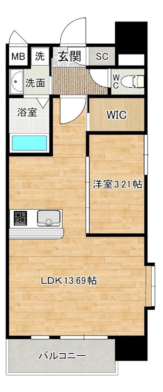 ハイネス徳力 803号室 間取り