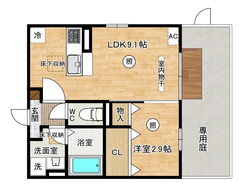 D-ROOM下富野 101号室 間取り