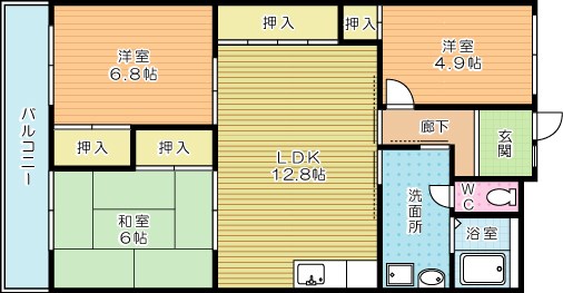 グランドハイツ片野 102号室 間取り