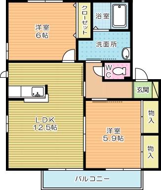 アコールⅡ 102号室 間取り
