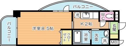 セトルイン鳳 712号室 間取り
