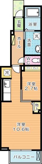 Ｊ・サクレ葛原Ⅱ 102号室 間取り