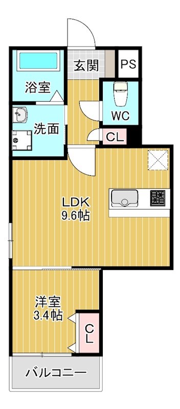 ヴィアンジュ中原東 105号室 間取り