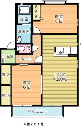 グランディール愛２Ａ 201号室 間取り