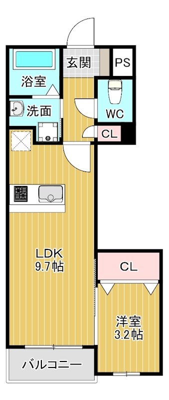 ヴィアンジュ中原東 107号室 間取り