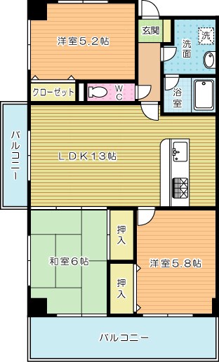 ヴィラ森田 403号室 間取り