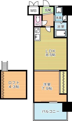 コンプレート古船場 1006号室 間取り