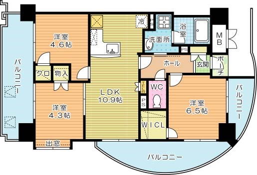 オークランドアサート小倉 1205号室 間取り