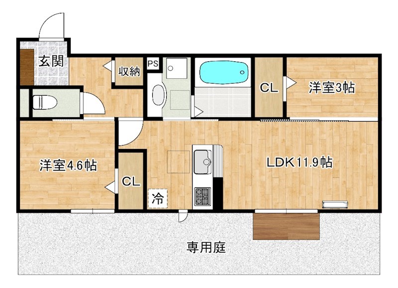ストレイト葛葉 107号室 間取り