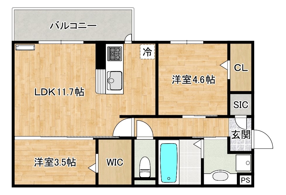 ストレイト葛葉 210号室 間取り