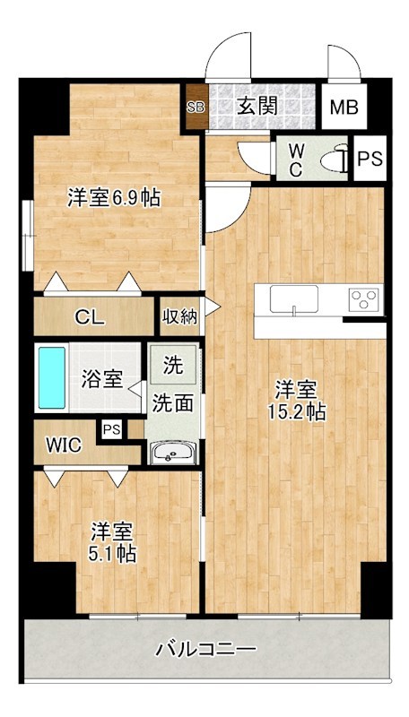 グランシャルール京町 201号室 間取り