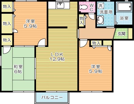 フィオーレⅠ　Ａ棟 101号室 間取り