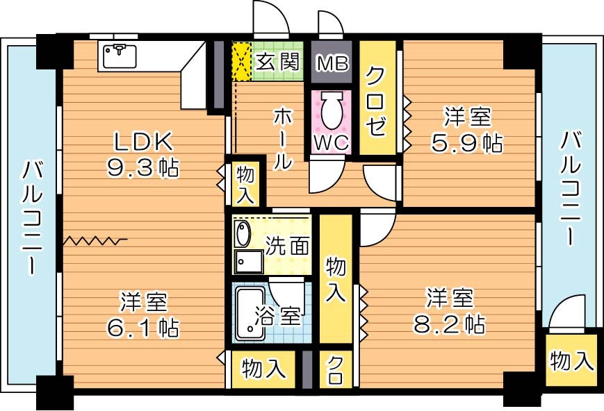医生ヶ丘エストリル 102号室 間取り