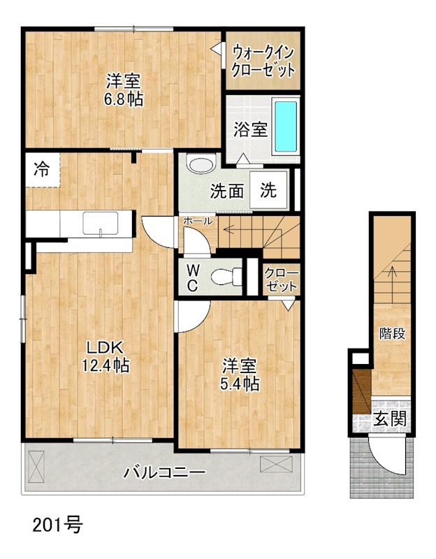 ミモザ 201号室 間取り