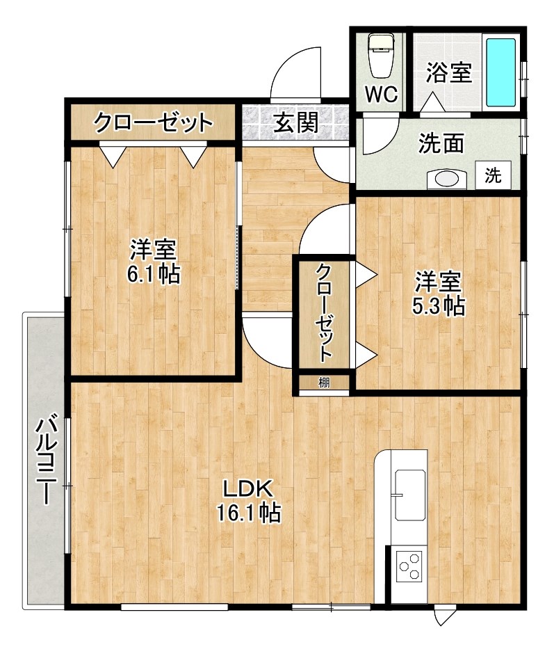 ヴァンヴェール中井  202号室 間取り