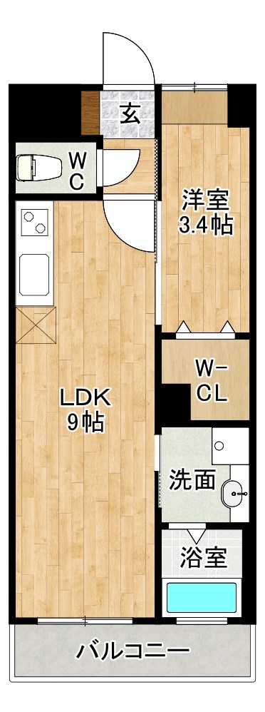 エリオスコート小倉 203号室 間取り