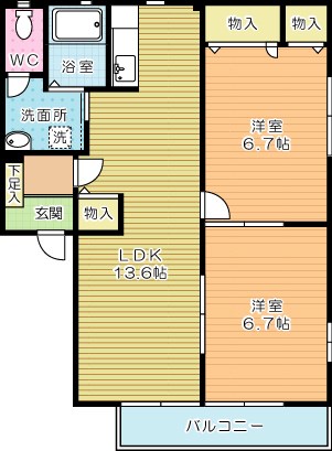 アヴェニールアージュ　Ｂ棟 202号室 間取り