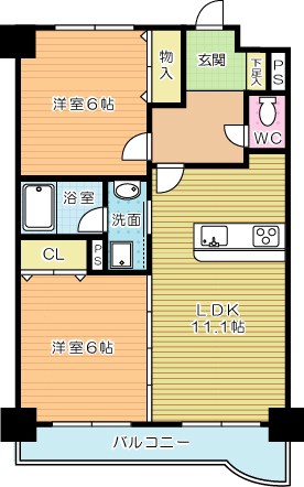 ニューシティアパートメンツ南小倉Ⅱ 510号室 間取り