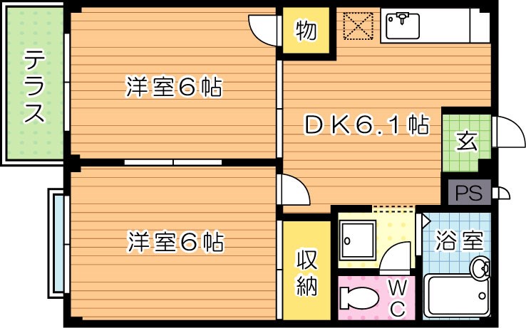 シャルダンⅡ 102号室 間取り