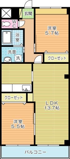 クリスタルガーデン 203号室 間取り