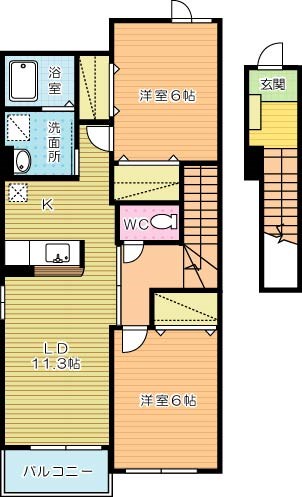 サンリットヒル赤坂Ｂ 間取り図