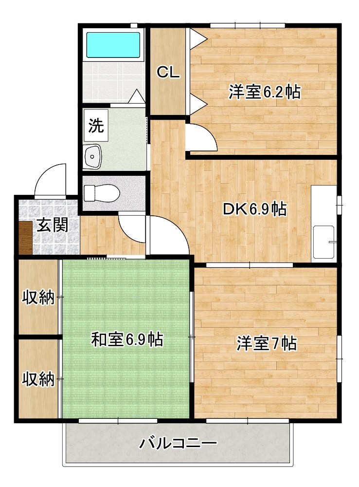 エティンセラー２１　Ｂ棟 201号室 間取り