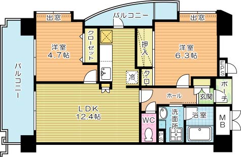 オークランドアサート小倉 501号室 間取り