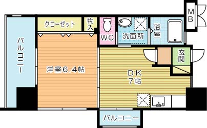 Ｆｅｌｔ１１１３（フェルト１１１３） 1301号室 間取り