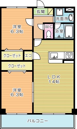 ニューガイア上石田 507号室 間取り