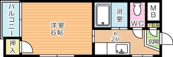 シャトレ足原 105号室 間取り