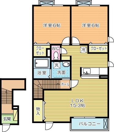 グリンデルハイム若園Ａ 間取り図