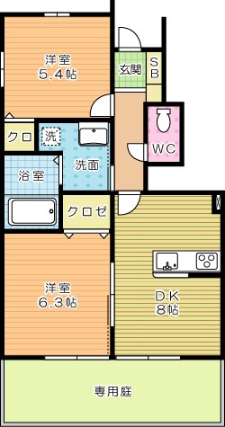 フィールドイン湯川Ⅱ Ｂ棟 102号室 間取り