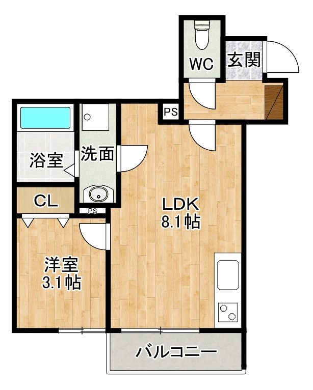 フェリシティ三萩野 302号室 間取り