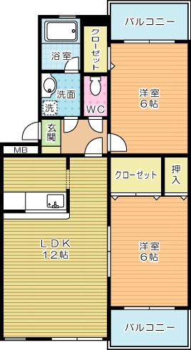 エスべランサ南小倉  203号室 間取り