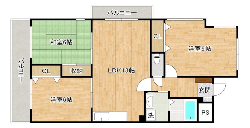 フルーレ嵐山 104号室 間取り