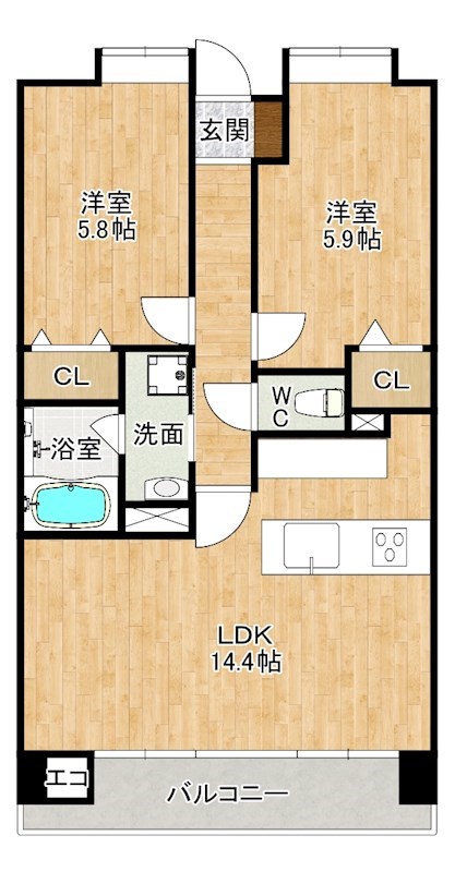 ニューガイア四季彩の丘　Ｂ棟 313号室 間取り