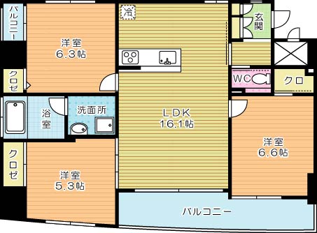 ヴェールヴァン田町 701号室 間取り