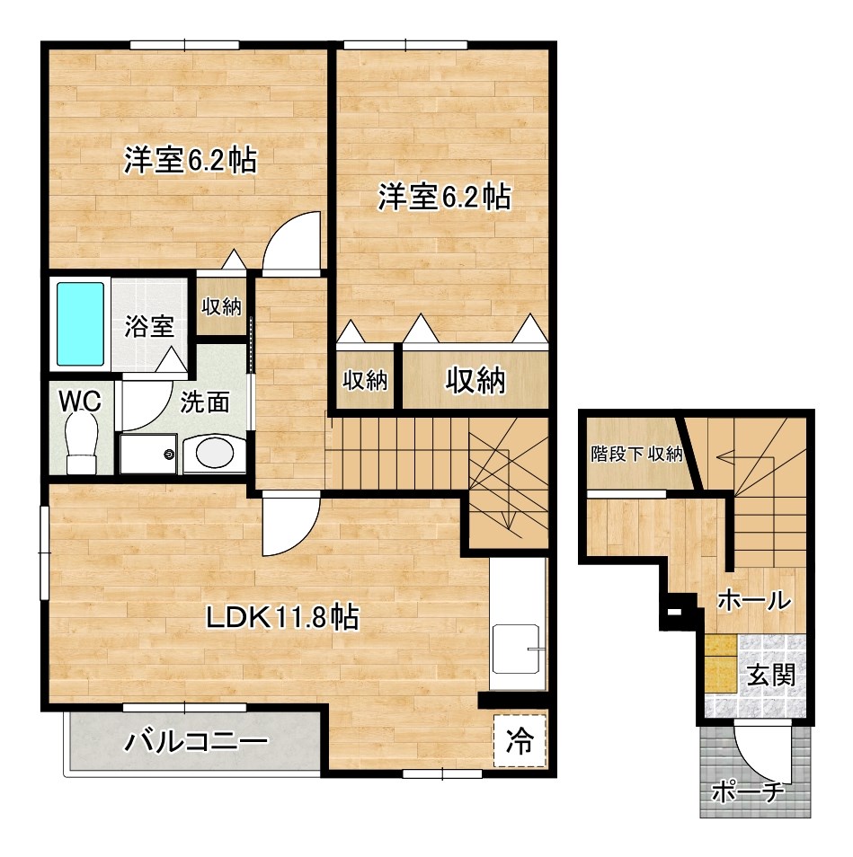 リバーサイド広徳 201号室 間取り