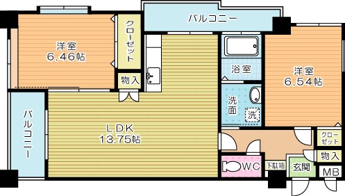 サンシャイン熊本 601号室 間取り