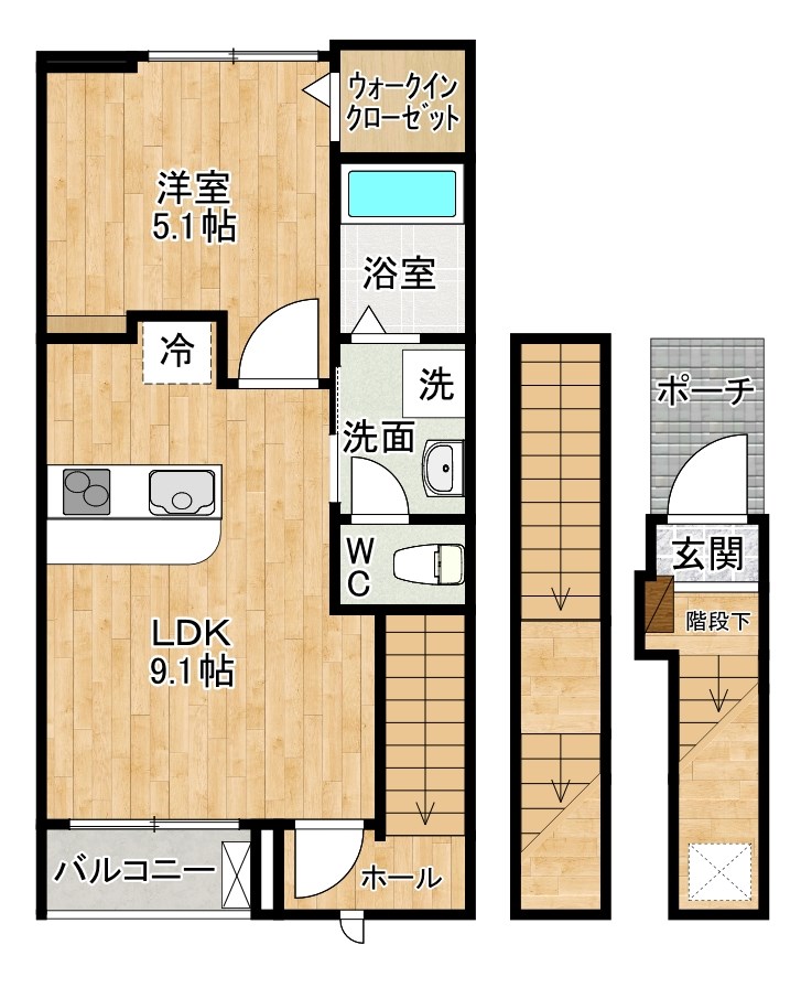 サニーサイド  302号室 間取り