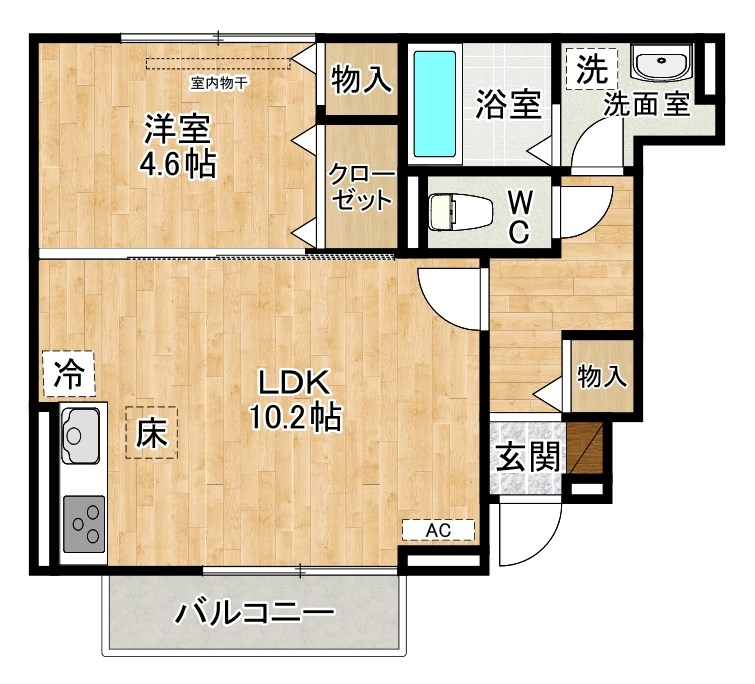 D-ROOM下貫 102号室 間取り