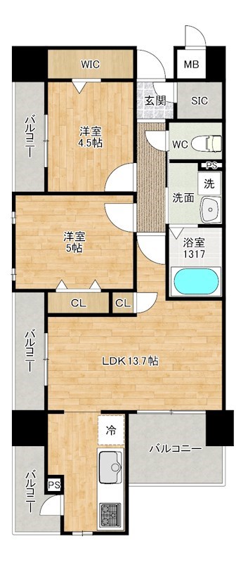 ラフィーネ香春口  1101号室 間取り