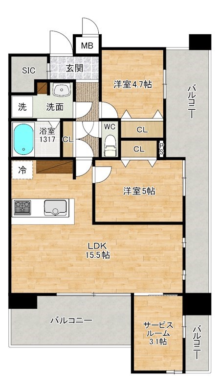 ラフィーネ香春口 903号室 間取り