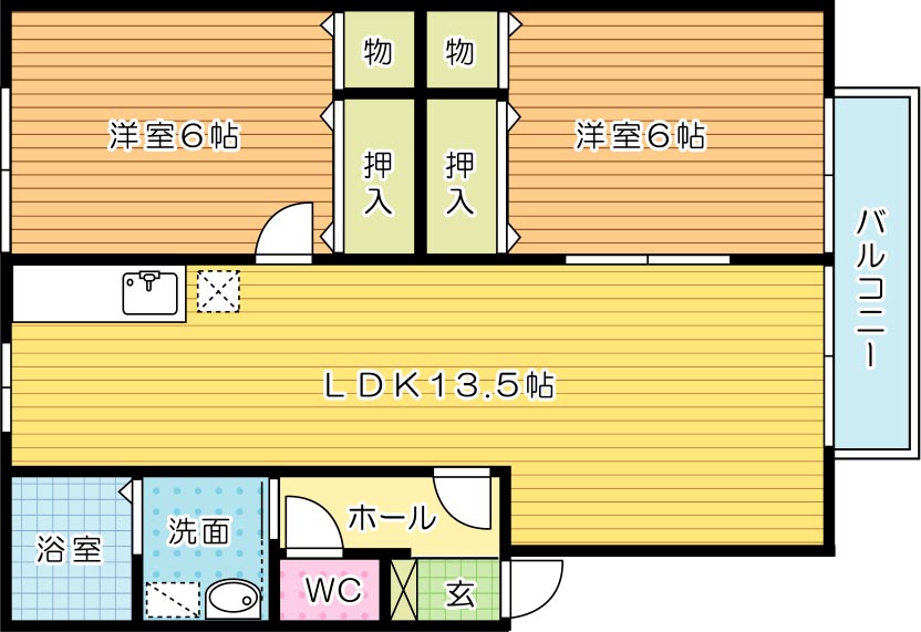 エスティアム足原 202号室 間取り