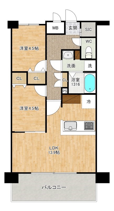 ラフィーネ香春口   1302号室 間取り
