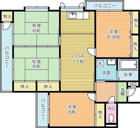アレグリアプレイス到津  302号室 間取り