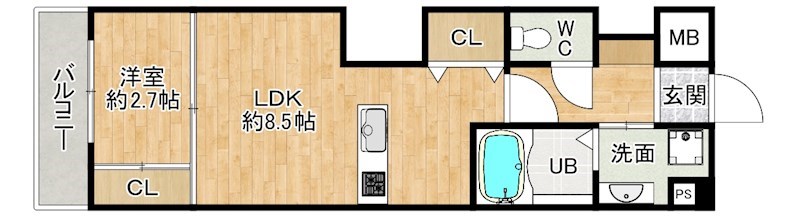 Studie小文字通り（スタディ小文字通り） 1405号室 間取り