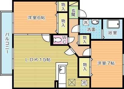 リビングタウン南方　B棟  202号室 間取り