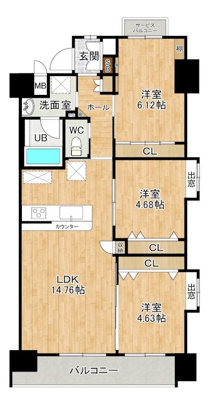 ウィングス門司駅前 409号室 間取り