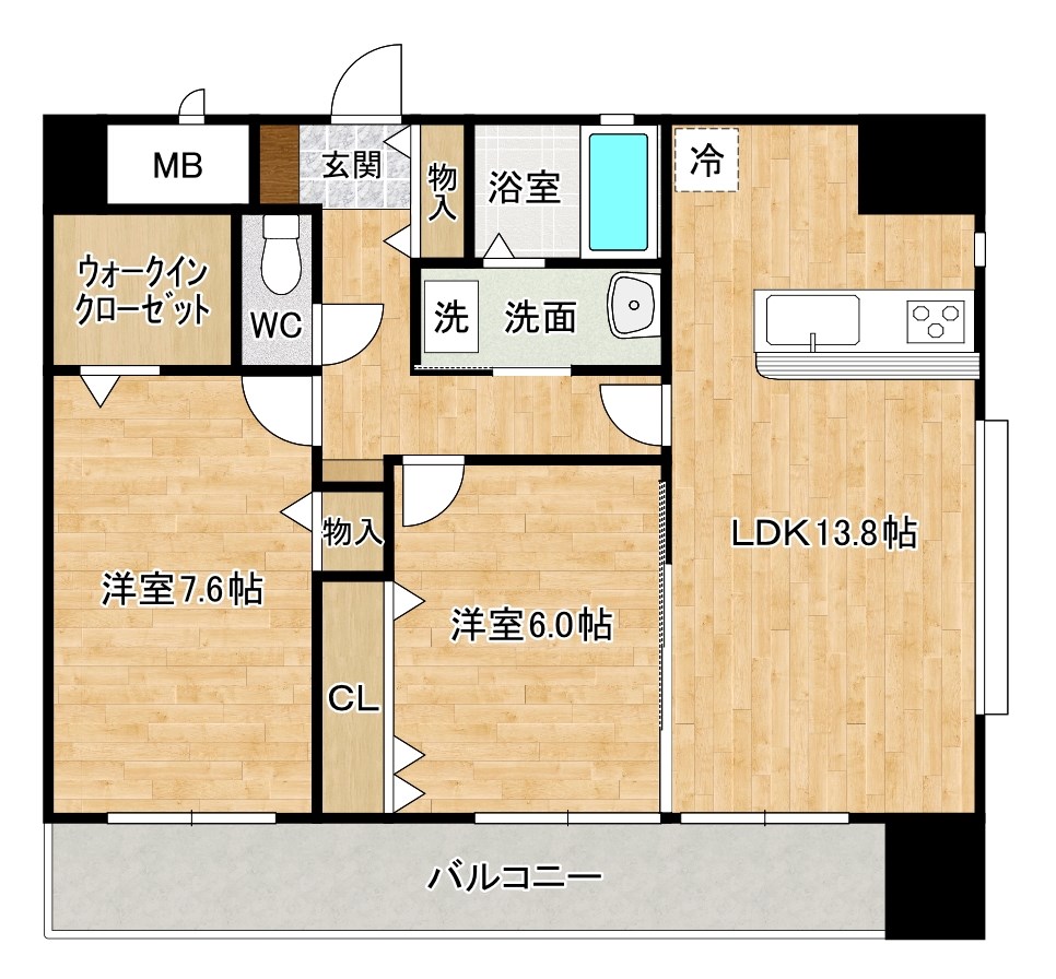 サンシャインマリンズ井堀 401号室 間取り